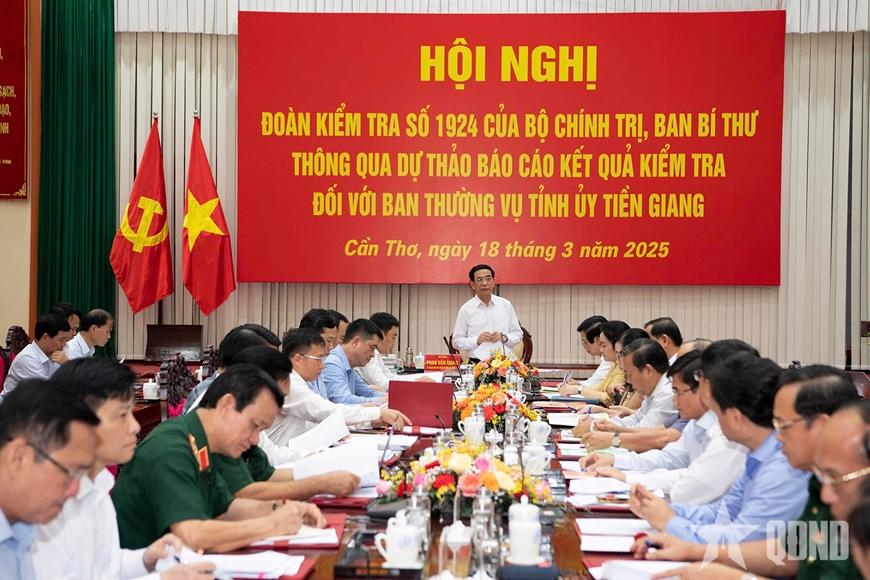 Đoàn kiểm tra số 1924 của Bộ Chính trị, Ban Bí thư làm việc với Ban Thường vụ Tỉnh ủy Tiền Giang và Bạc Liêu